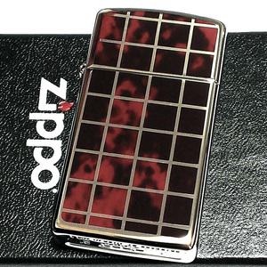 ZIPPO 슬림 실버 레드 체크 마블 정품 라이터