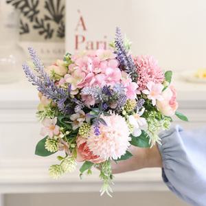 성묘 조화 산소꽃 부케 꽃다발 라벤더 센터피스 핑크 조화세트