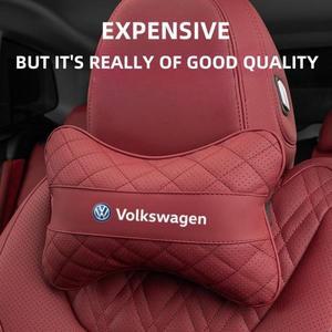 소가죽 카시트 머리 받침 요추 지원 VW GTI 폴로 골프 Passat Tiguan Arteon Touareg Taigo Caddy 용 자동