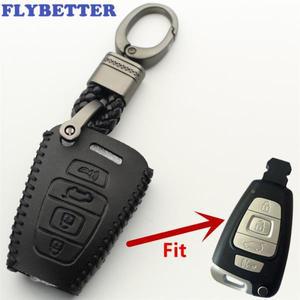 FLYBETTER  가죽 스마트 리모컨 키 케이스, 4 버튼 커버, 현대 베라크루즈 L581