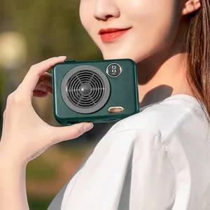 휴대용 선풍기 미니 레트로감성 USB 목걸이 사무실 야외 카메라형 용선풍기