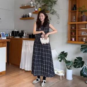 [메이블루] 클레어 링클 체크원피스