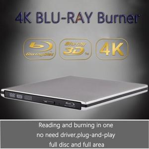 4K 블루레이 굽기 USB 3.0 DVD 재생 3D R/W CD/DVD 버너를 갖춘 초슬림 외장형 광학 드라이브