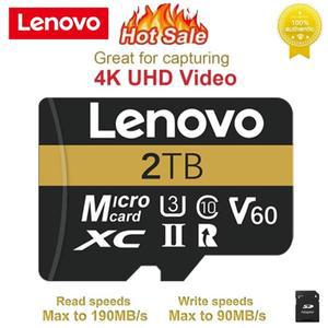 레노버 마이크로 TF SD UHS-I 클래스 10, 카메라 및 드론, 8K 비디오 VR용, 2TB 카드 V90, 1TB 메모리 512G