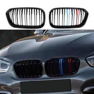 BMW 1 시리즈 F20 F21 2016 용 쌍 전면 그릴 광택 블랙 신장 교체 레이싱 앞 범퍼