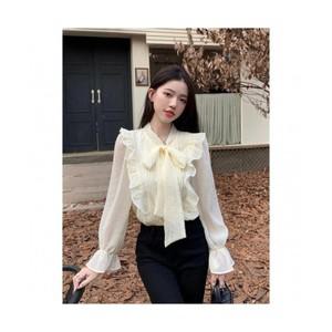 여성셔츠 부드러운 리본 정장 블라우스 쉬폰 면접셔츠