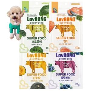 퍼피아이 강아지 개 쫄깃한 한우 콜라겐 말랑 껌 간식 100g 4종