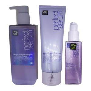 미쟝센 퍼펙트 매직 스트레이트 3종 세트 샴푸 530ml + 트리트먼트 230ml + 세럼 80ml 반곱슬케어