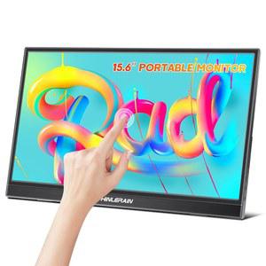 IPS 터치스크린, 아이 케어, 듀얼 USB-C 및 HDMI 포트, 트래블 모니터, 스피커 스탠드가 내장된 세컨드 스크린, PC 전화용 외장 모니터를 갖춘 Thinlerain 15.6인치 FHD 1080p 휴대용 모니터