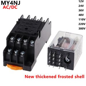 HH54P MY4NJ 플러그인 릴레이 PYF14A DC/AC 12v 24v 36v 48v 110v 220v 5A 실버 접점 14핀 4PDT 소켓
