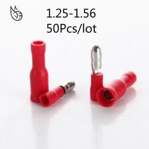 50pcs 빨간색 남성 총알 절연 커넥터 압착 단자 배선 케이블 플러그 FRD1.25-156