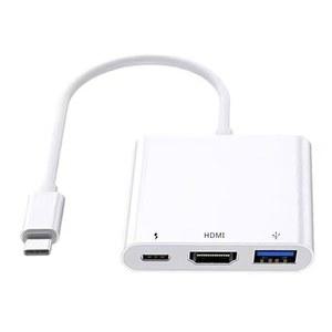 MACBOOK PRO /AIR IPAD IPHONE 15 /16 노트북 스위치 TV 모니터 등을 위한 USB C-HDMI 어댑터 4K HDMI-USBA 3.0 포트 멀티포트 디지털 AV 컨버터 포함