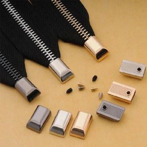 금속 지퍼 스토퍼 테일 클립 정지 플러그 헤드 나사 포함 DIY 재봉 가죽 하드웨어 공예 10 개 17MM 14MM