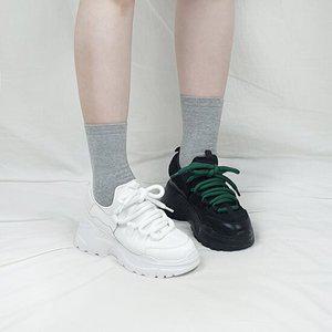 앙트 투컬러 통통끈 뒷밴딩 통굽 스탠딩 키높이 스니커즈 8cm