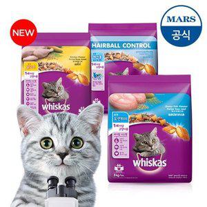 위스카스 포켓 건사료 헤어볼/실내묘용 3kg (맛 택1)