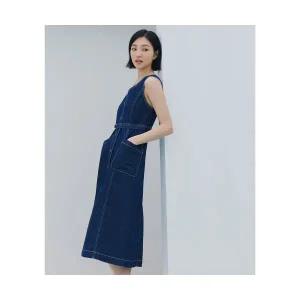 탑텐 여성 데님 슬리브리스 브이넥 원피스MSE2OO2304 MSE2OO2304