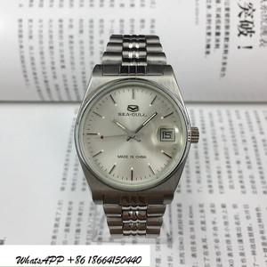 모든 스틸 실버 페이스 싱글 캘린더 수동 기계식 시계, 직경 36mm