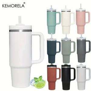 KEMORELA 30  40 oz 텀블러 손잡이 뚜껑 짚 887/1182ML 스테인레스 스틸 물병 진공 보온병 컵 여행용 자동