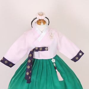 1779.S 연핑크 수수함 금박전통 여아한복