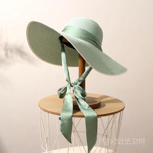 모자 민트 그린 여성용 해변 밀짚모자