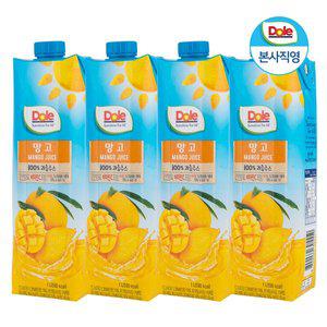 [dole][Dole 본사직영] 돌 과즙100% 프리미엄 망고 주스 1L x 4팩