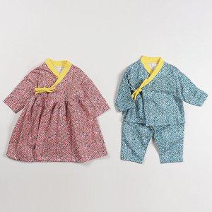 남아 여아 아기 주니어 명절 설빔 추석 면소재 실용적인 생활 개량 한복 들꽃 한복