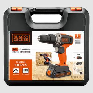 블랙앤데커 20V 햄머드릴 (100PCS 액세서리포함) EBCD704K