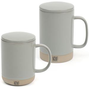 마시 듀오뚜껑 머그컵 세트 민트그레이 350ml+500ml