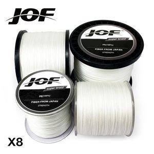 8합사 낚시줄 JOF PE-8 가닥 100M 300M 500M 1000M PE 흰색 브레이드 낚싯줄 극한 강력한 100% 슈퍼 파워