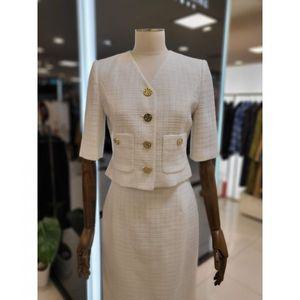 모조에스핀 5부소매 노카라 트위드 슬림 숏 자켓 S232MSF120 WH(3498472) 백화점
