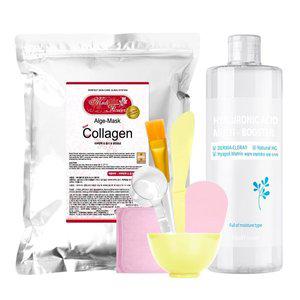 [메디플라워]대용량 모델링팩 스타터팩 콜라겐 1kg+팩도구 6종+히알루론산 멀티 부스터 500ml