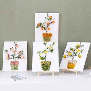 과일나무 조화 캔버스 액자 이젤 스칸디아 화분 set 57cm  4타입) 인테리어 모형 천연 이끼