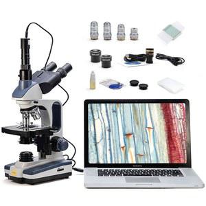 SWIFT 삼안 화합물 현미경 SW350T, 40X 2500X 배율, 시덴토프 헤드, 연구 등급, 2층 기계식 스테이지, 1.3MP 카메라 및 소프트웨어 윈도우와 맥 호환