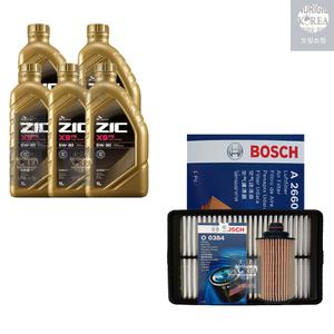 SK지크 뷰티풀 코란도 1.6 디젤 지크 X9 FS 5W30 5L 엔진오일+필터 세트 0384-2660