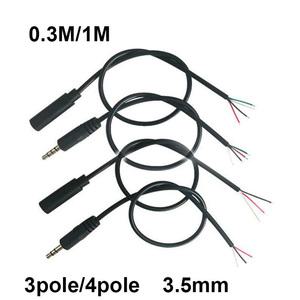 3.5mm 3 핀 4 코어 수 암 aux 커넥터 0.3M 1M 오디오 연장 케이블 Aux 헤드 라인 스테레오 DIY 와이어 D6
