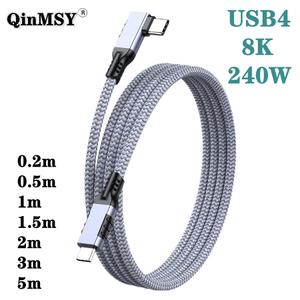 호환 아이패드 노트북 SSD용 데이터 전송 케이블 썬더볼트 4 USB4 엘보 90 도 3 세대 PD240W 20 40Gbps C타
