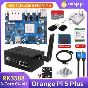 Orange Pi 5 Plus 4GB RAM Rockchip RK3588 2.5G 듀얼 이더넷 옵션 아크릴 케이스 용 구리 방열판