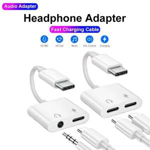 2-in-1 오디오 어댑터 USB C-3 5mm 잭 Type-C 충전 삼성 샤오미 Huawei 유선 헤드폰 커넥터용 3.5mm Aux 케