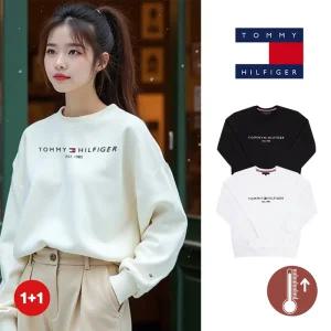 2PACK 타미힐피거 남녀공용 기모 자수로고 맨투맨