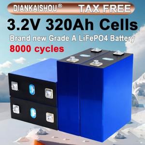 8000 사이클 신형 3.2V 320ah LiFePO4 배터리 DIY 12V 24V 48V 3C A급 EV RV 선박용 충전식 리튬인산철 셀