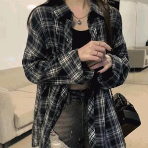 앤드 BK 체크남방 데일리룩 기본템 루즈핏 셔츠 긴팔 빈티지 간절기 여름남방