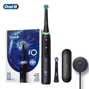 Oral-B 충전식 전동 칫솔, iO5, 3D 치아 미백, 스마트 5 가지 모드, 궁극의 깨끗한 교체 브러시 헤드, 여행