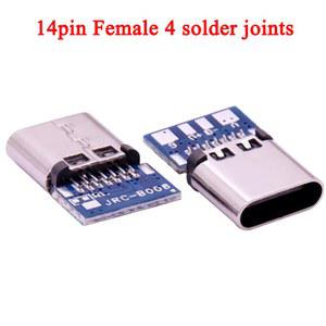 암 소켓 리셉터클 USB C 어댑터 납땜 케이블 4 6 조인트, cc1 cc2 3 1 C타입 잭 커넥터, 14 핀, 16