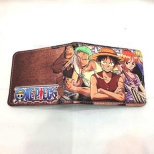 원피스 애니메이션 PU 지갑 Zoro Luffy 에이스 캐릭터 접이식 휴대용 다기능 카드 홀더 동전 생일