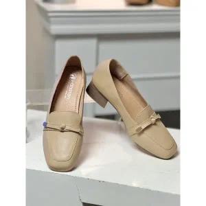 천연소가죽 유디 골드 리본 플랫슈즈 힐 3.5cm (2N9526-1)