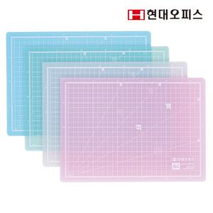 [현대오피스] 컬러투명 컷팅매트 HOM-A4 최고급PVC 데스크매트 그린, 회색, 블루 택1
