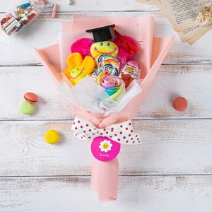 롤리팝 파스텔 스마일 꽃다발 장비비누꽃 축하 입학 졸업 선물 조화 인형 학예회 레인보우 기념일