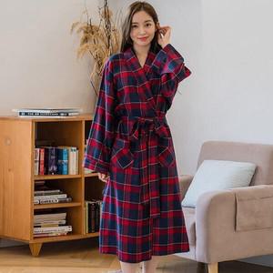 알콩단잠 여성체크가운 뉴욕체크 목욕가운 나이트 샤워가운
