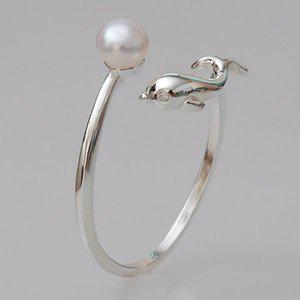 [메리그린]925 SILVER 실버 진주 고래 반지