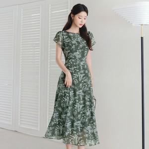 XXL까지) 두런드 튤립 슬릿 플로랄 쉬폰 플레어 원피스 여름 출근룩 데일리룩 바캉스룩 휴가룩 롱원피스